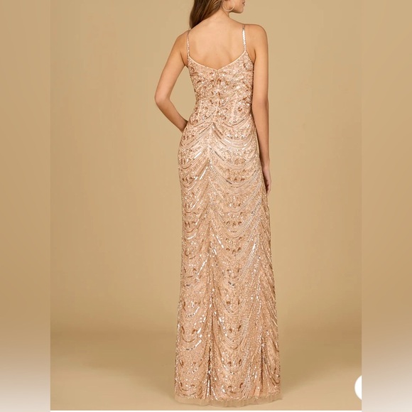 Lara Scoop Neck Beaded Elegant Sequin Prom MOB Evening Gown Blush Women’s 6 NEW - Picture 2 of 16